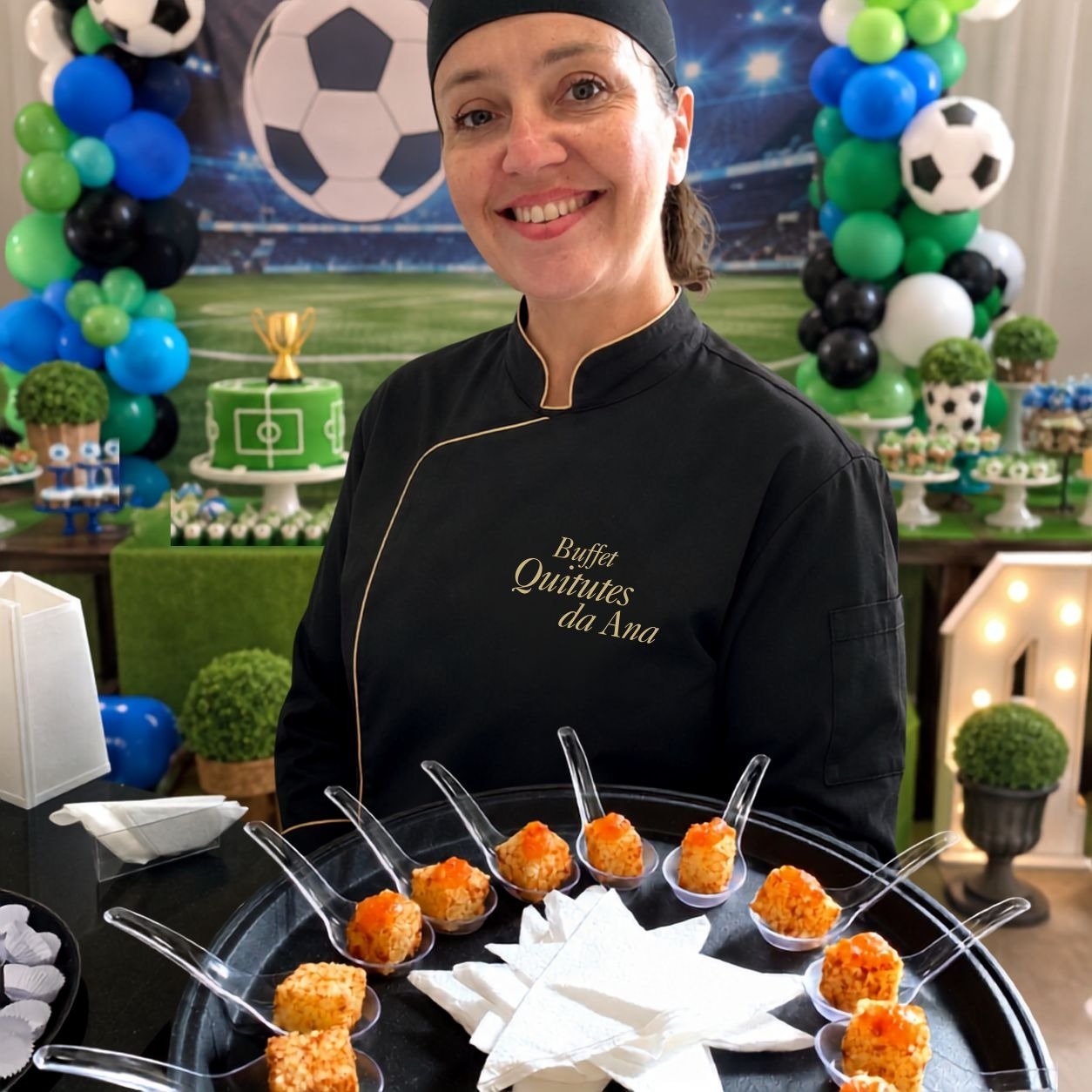 Buffet de eventos com finger food e decoração elegante